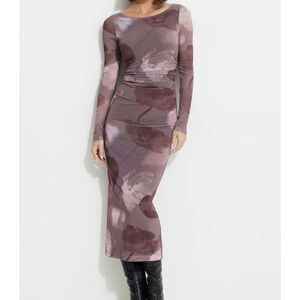 Dynamite Mauve Floral Long Sleeve Dress